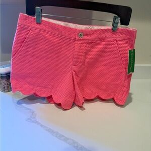 Lilly Pulitzer Vibrant Pink Scalloped High Waist Shorts